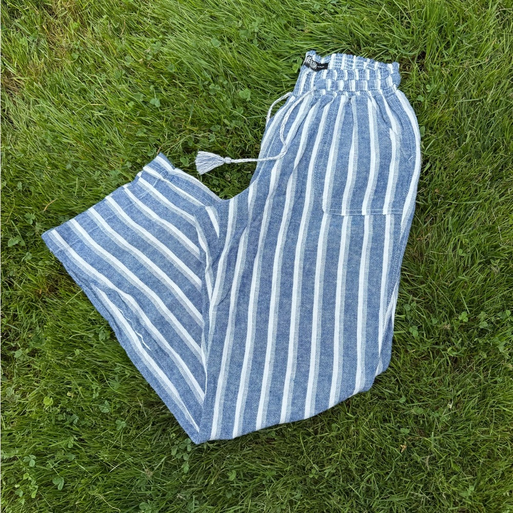 Rewash Linen Striped Pants